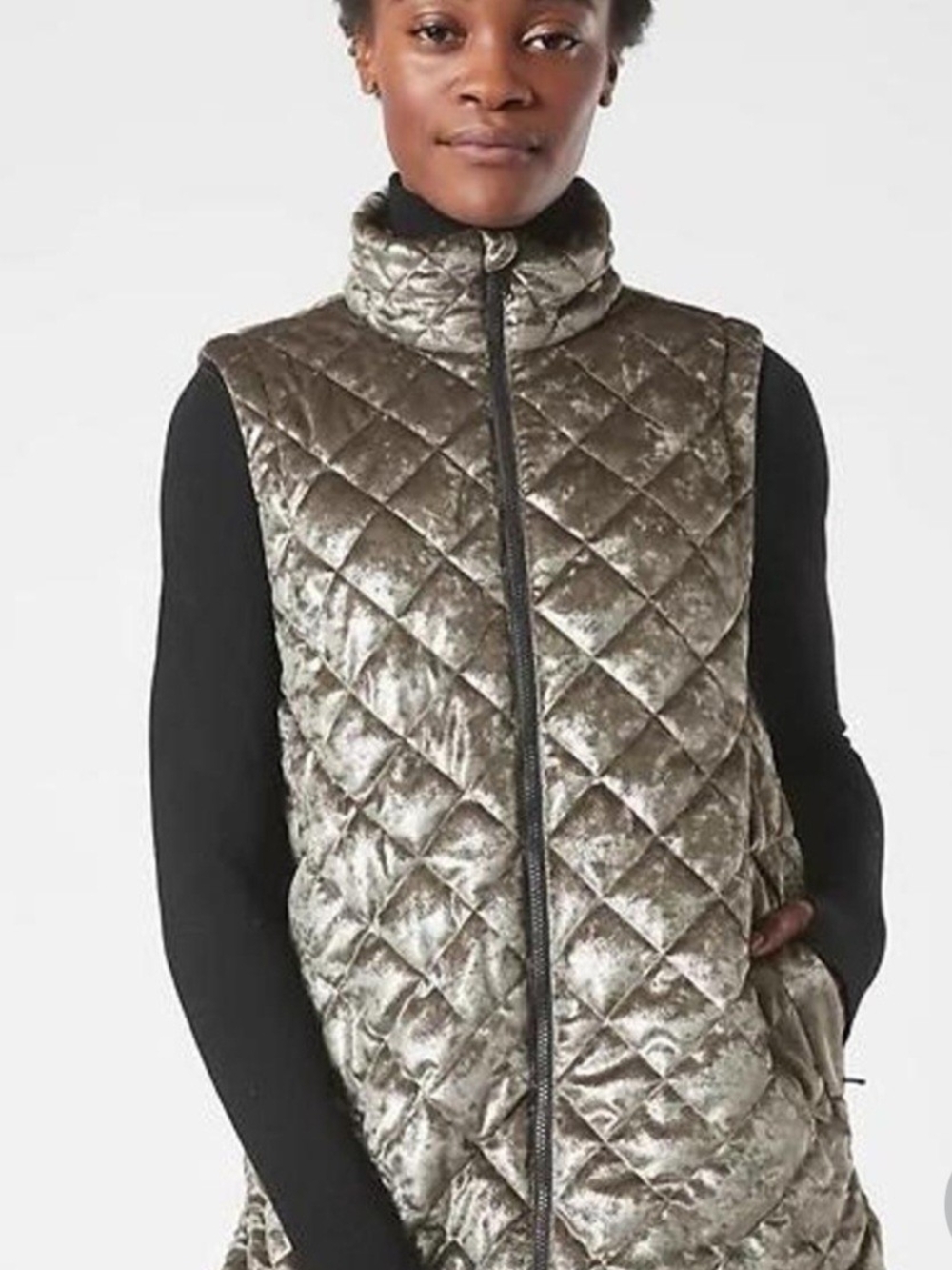 Athleta Whisper Metallic Sleeveless Puffer Vest